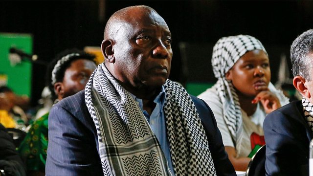 South African President Cyril Ramaphosa listens in Johannesburg, South Africa, to the UN court's January 26, 2024, ruling condemning Israel's war against Hamas, now questioned amid alleged October 7, 2023, complicity. (AP Photo) South African President Cyril Ramaphosa listens in Johannesburg, South Africa, to the UN court's January 26, 2024, ruling condemning Israel's war against Hamas, now questioned amid alleged October 7, 2023, complicity. (AP Photo)
