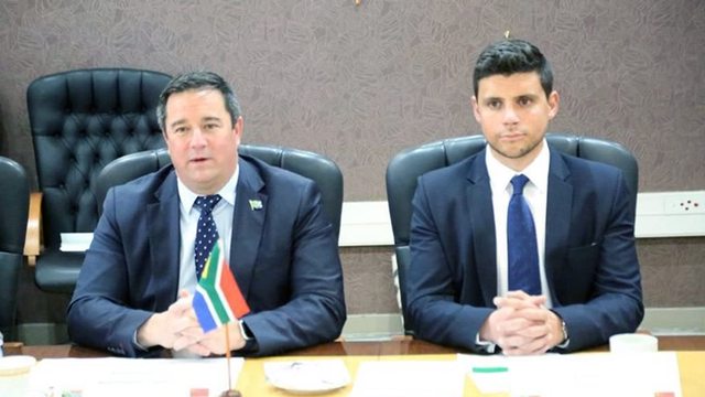 Roman Cabanac (right) and Agriculture Minister John Steenhuisen (left) during official business, from Cabanac's time as chief of staff. Roman Cabanac (right) and Agriculture Minister John Steenhuisen (left) during official business, from Cabanac's time as chief of staff.