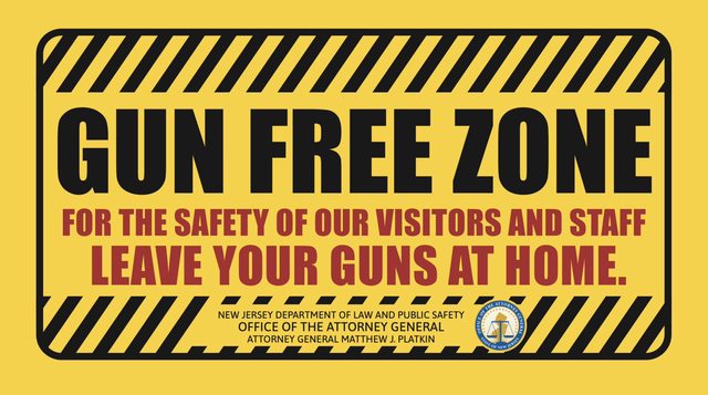 New Jersey gun free zone sign. New Jersey gun free zone sign.