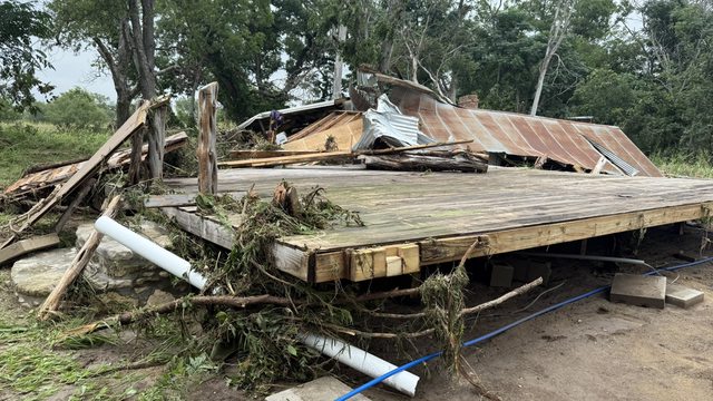 A destroyed home in Center Point, Texas, stands as a stark reminder of the devastating floods that struck on July 4, 2025. (Brandon Herrera) A destroyed home in Center Point, Texas, stands as a stark reminder of the devastating floods that struck on July 4, 2025. (Brandon Herrera)