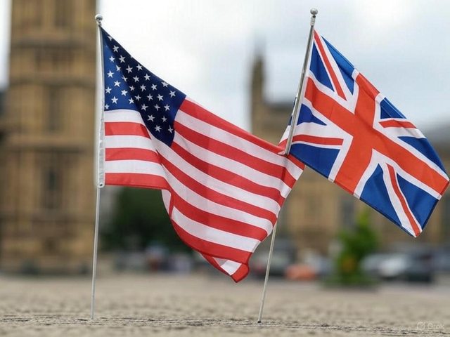 US and British Flags. US and British Flags.