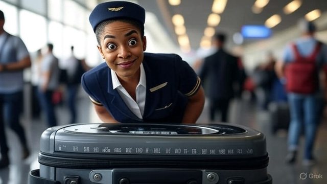 Artistic impression of airport staff weight luggage. Artistic impression of airport staff weight luggage.