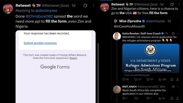 Screenshots of social media posts calling to sabotage the U.S. Embassy South Africa. Screenshots of social media posts calling to sabotage the U.S. Embassy South Africa.