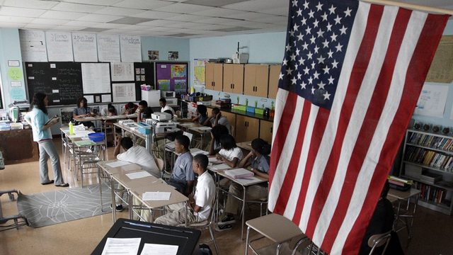 A U.S. classroom buzzes with learning as states gain greater control under President Trump’s education reform. A U.S. classroom buzzes with learning as states gain greater control under President Trump’s education reform.