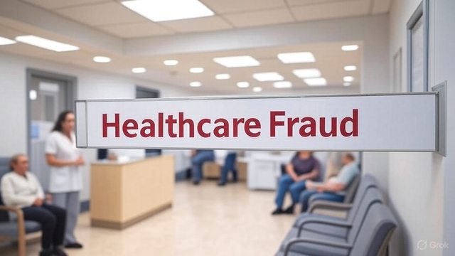 Artistic impression of a healthcare setting with a stark "Healthcare Fraud" sign, symbolizing the .6B fraud bust unveiled by the DOJ today. Artistic impression of a healthcare setting with a stark "Healthcare Fraud" sign, symbolizing the .6B fraud bust unveiled by the DOJ today.