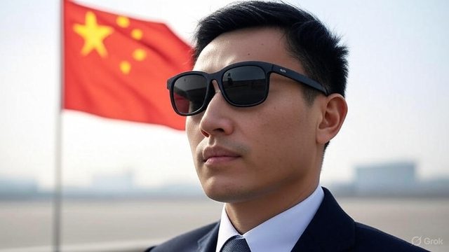 Artistic impression of a Chinese spy with sunglasses. Artistic impression of a Chinese spy with sunglasses.