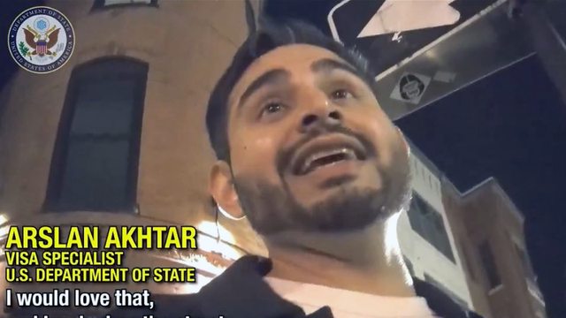 Undercover footage reveals Arslan Akhtar, a U.S. State Department visa specialist, advising illegal immigrants on evading deportation while expressing anti-American hate. Undercover footage reveals Arslan Akhtar, a U.S. State Department visa specialist, advising illegal immigrants on evading deportation while expressing anti-American hate.