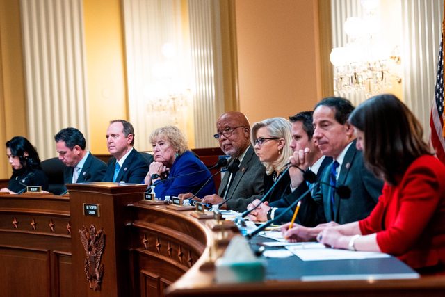 January 6th committee during a hearing. January 6th committee during a hearing.