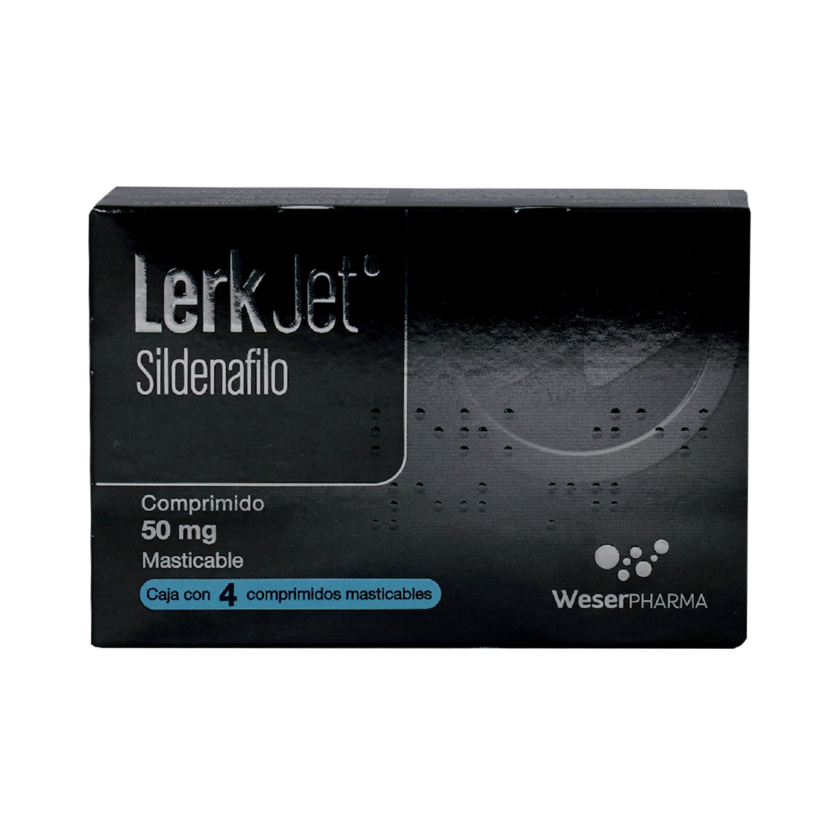 LERK JET CAJA CON 4 COMP. MASTICABLE DE 50 MG.