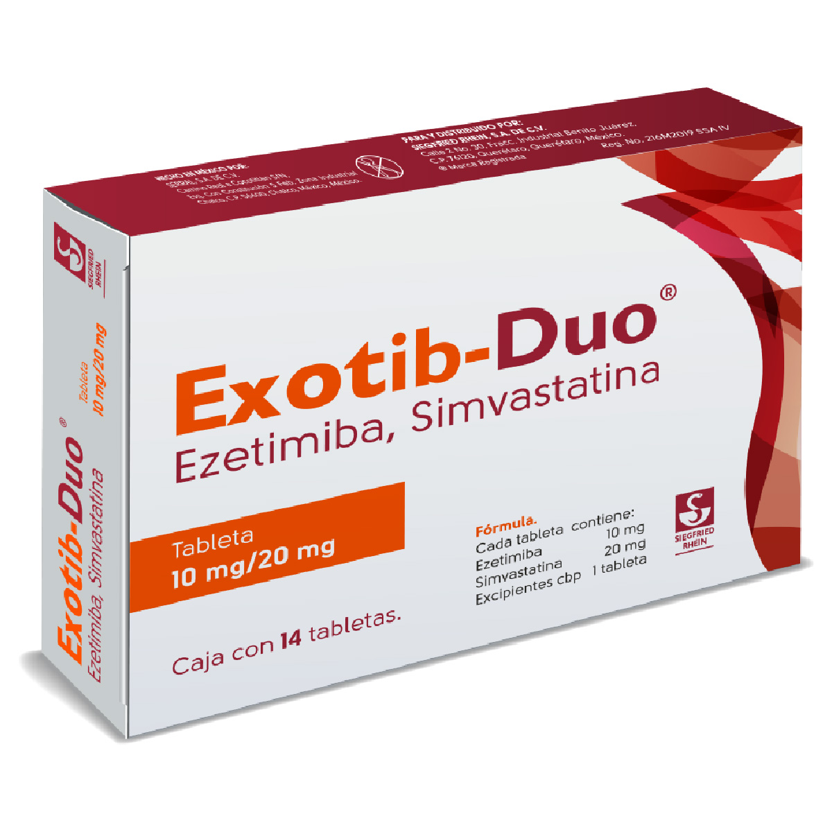 EXOTIB DUO CAJA CON 14 TABLETAS DE 10 MG / 20 MG