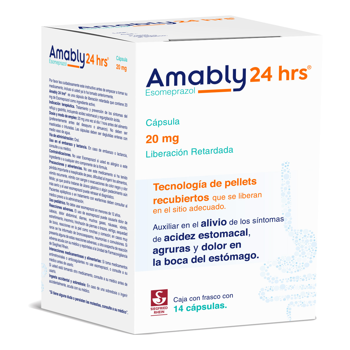 AMABLY 24 HRS CAJA CON FRASCO CON 14 CÁPSULAS DE 20 MG
