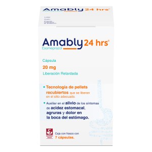 AMABLY 24 HRS CAJA CON FRASCO CON 7 CÁPSULAS DE 20 MG AMABLY 24 HRS CAJA CON FRASCO CON 7 CÁPSULAS DE 20 MG