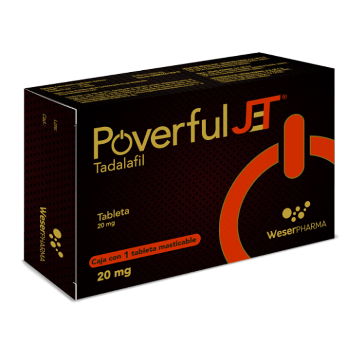 POVERFUL JT CAJA CON 1 TABLETA MASTICABLE DE 20 MG