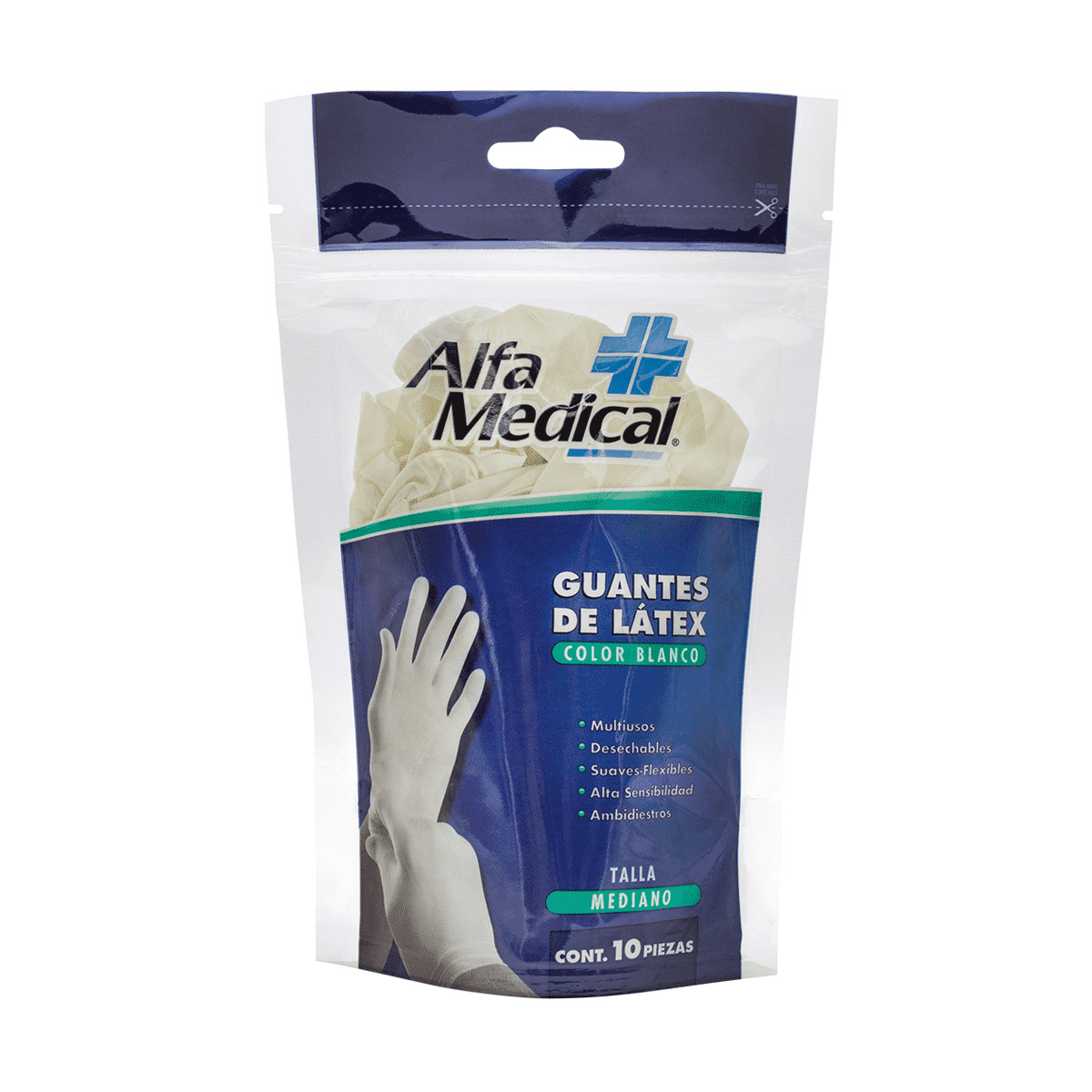GUANTES ALFA MED LATEX MED C/10
