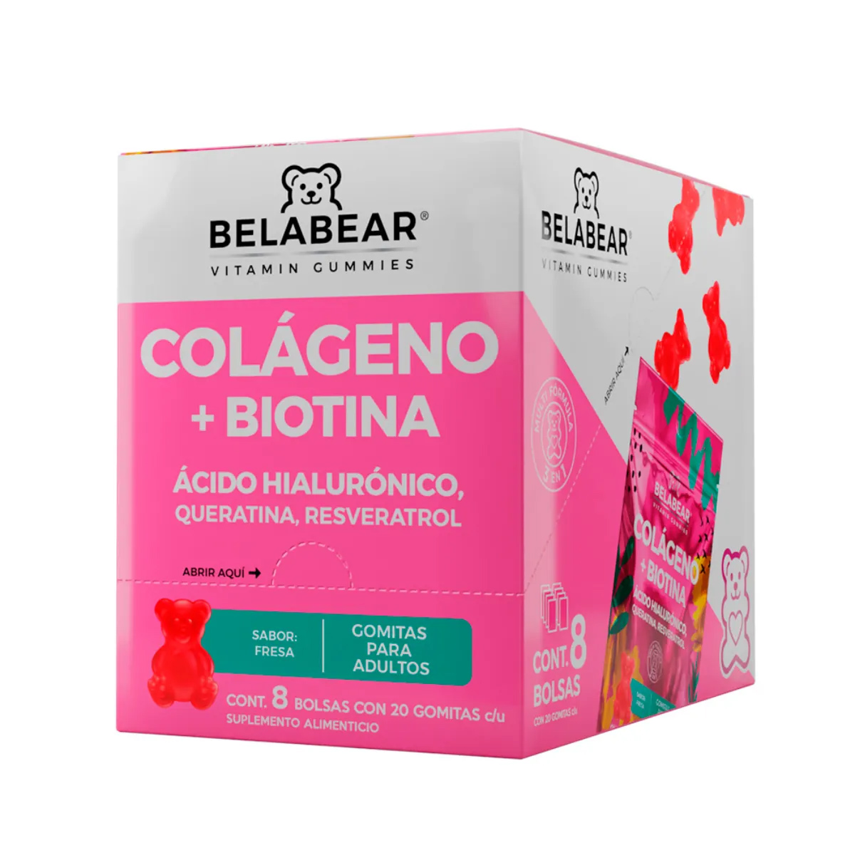 BELABEAR DISPLAY COLAGENO + BIOTINA 8X20X2.8GR