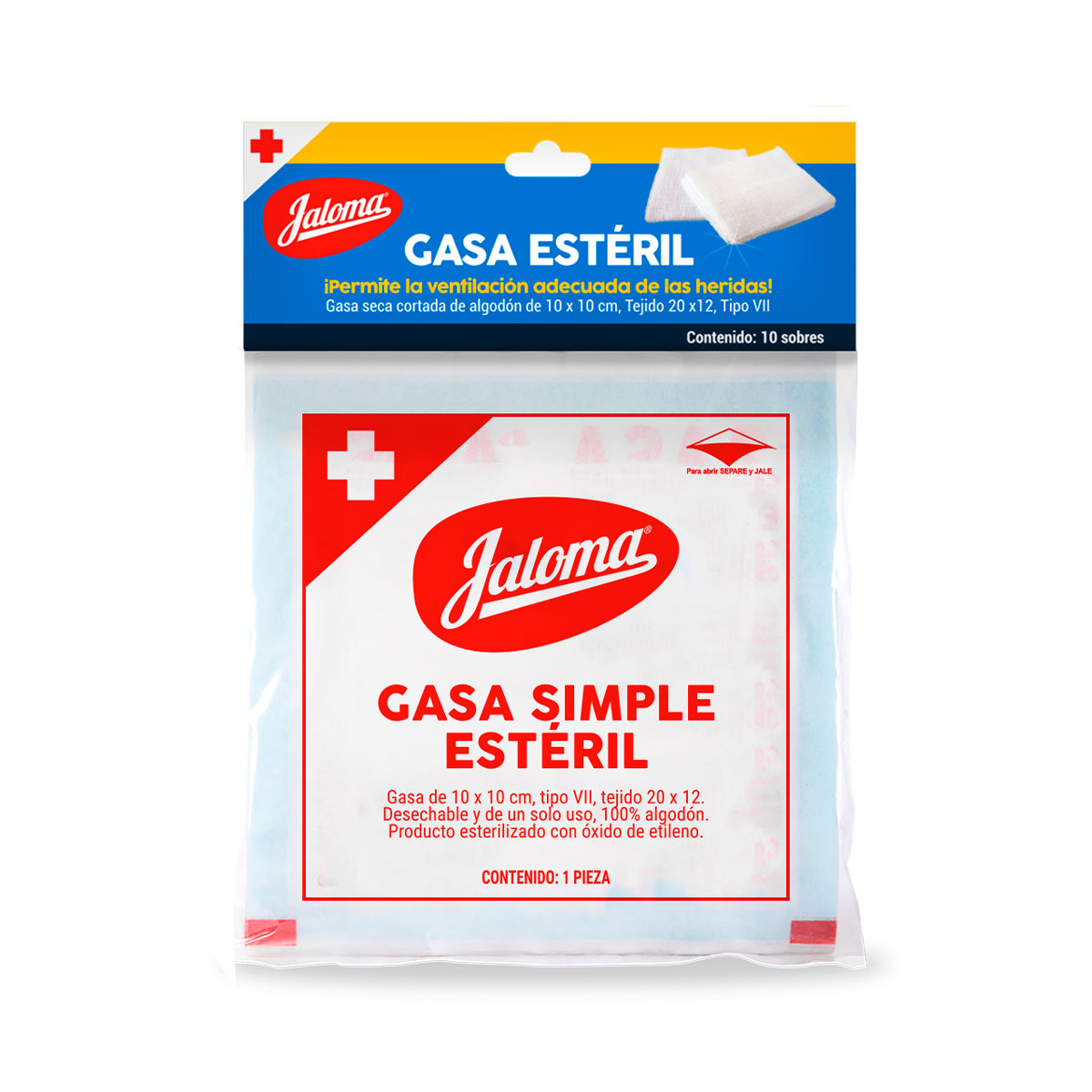 Gasa 10 x 10 cm. Cojinete c/10 sobres