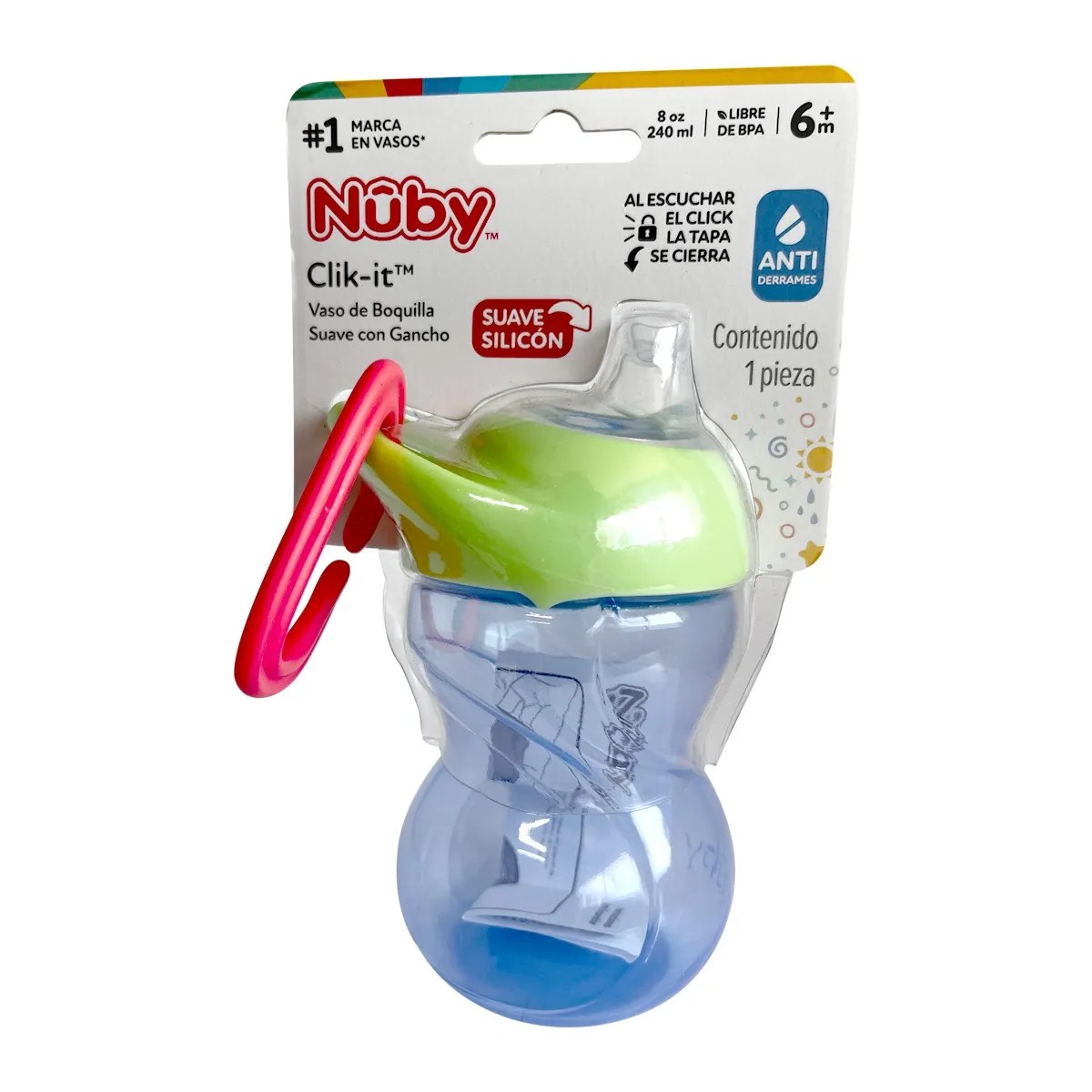 VASO NUBY CLIK-IT 240MOL +GANCHO