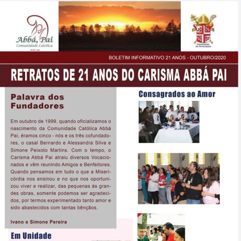 Confira o informativo Abba, Pai: 21 anos na vivência do Carisma Confira o informativo Abba, Pai: 21 anos na vivência do Carisma