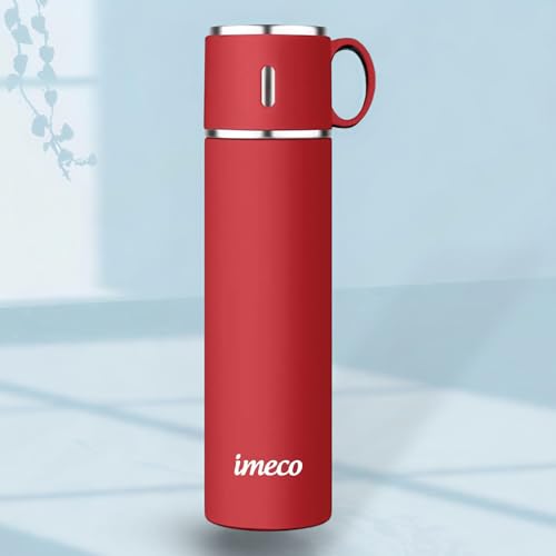 IMECO ECO-Flask Stainless Steel Insulated Stylish Water Bottle (500ml) |Double Wall Vacuum, Leakproof|Keeps Drinks Hot/Cold for Hours| Durable, BPA-Free |Perfect for Office Gym, Travel (Red) IMECO ECO-Flask Stainless Steel Insulated Stylish Water Bottle (500ml) |Double Wall Vacuum, Leakproof|Keeps Drinks Hot/Cold for Hours| Durable, BPA-Free |Perfect for Office Gym, Travel (Red)