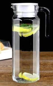 Pipalizone Glass Water Jug with Lid 1.1 Liter Transparent (Crystal Clear) Hexagon Shape Sturdy Glass Pitcher for Hot Water, ice Tea, Juice, Beverages, Milk Carafe for Dining Table Pipalizone Glass Water Jug with Lid 1.1 Liter Transparent (Crystal Clear) Hexagon Shape Sturdy Glass Pitcher for Hot Water, ice Tea, Juice, Beverages, Milk Carafe for Dining Table