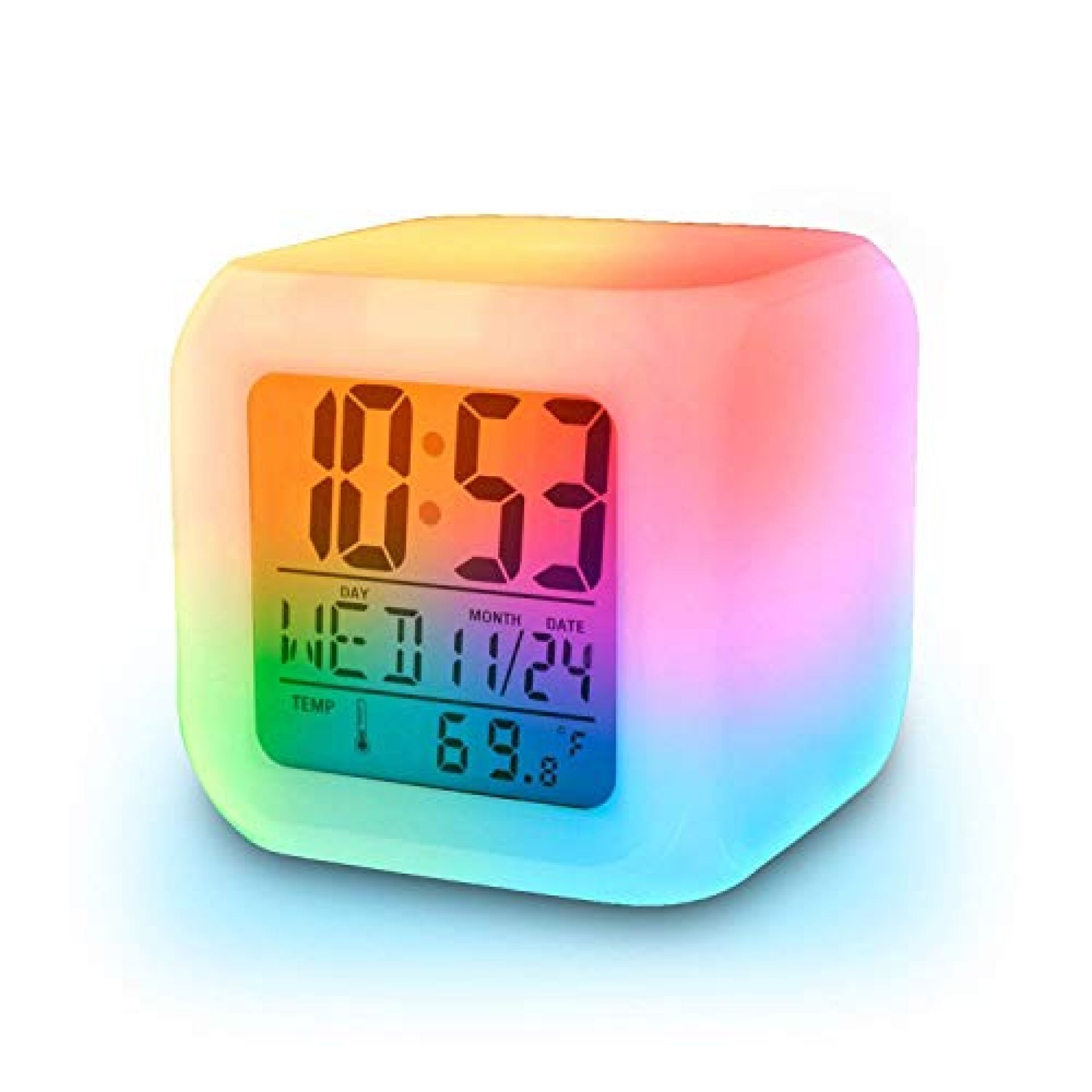 ShopCentre Plastic Changing Multicolour Clock | Digital Led Alarm Clock For Table Home Desk Night Table | With Temperature/Day/Month/Date/Time/Alarm (Digital 1) ShopCentre Plastic Changing Multicolour Clock | Digital Led Alarm Clock For Table Home Desk Night Table | With Temperature/Day/Month/Date/Time/Alarm (Digital 1)