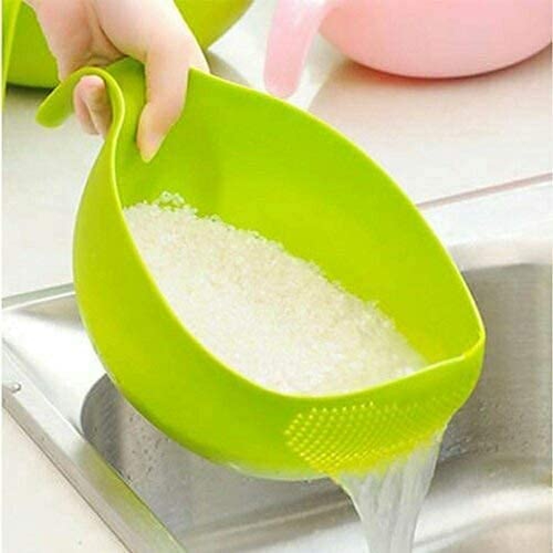 Kitchenwell Multi-Purpose Strainer or Washer Bowl for Rice Fruits & Vegetable Rice Bowl(Green, Pack of 1) Kitchenwell Multi-Purpose Strainer or Washer Bowl for Rice Fruits & Vegetable Rice Bowl(Green, Pack of 1)
