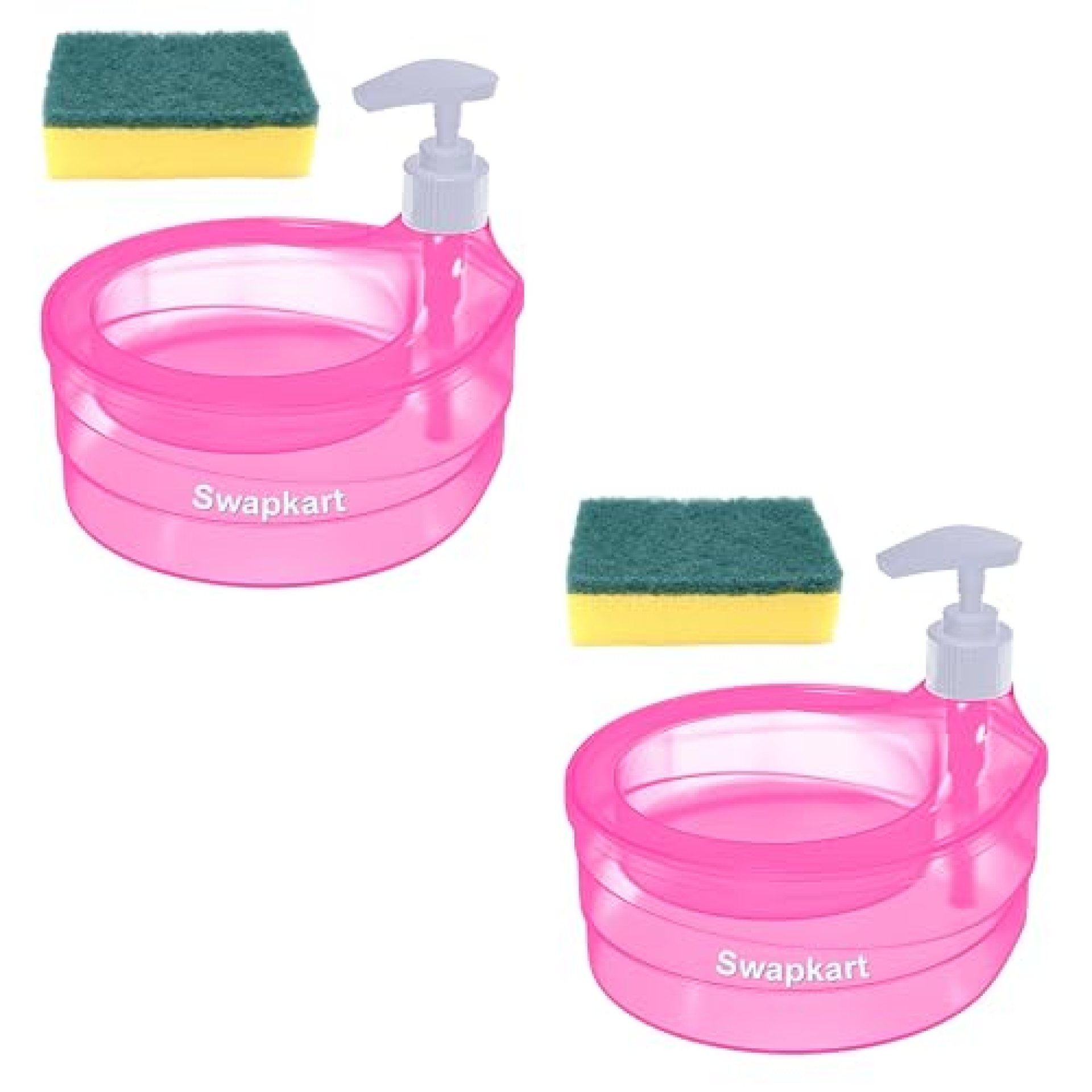 SWAPKART Plastic Pack of 2 Double Layer Soap Dispenser for Bathroom Accessories Dishwasher Liquid Holder Dispenser Pump with Sponge Holder Kitchen Sink Accessories Items (Pink) SWAPKART Plastic Pack of 2 Double Layer Soap Dispenser for Bathroom Accessories Dishwasher Liquid Holder Dispenser Pump with Sponge Holder Kitchen Sink Accessories Items (Pink)