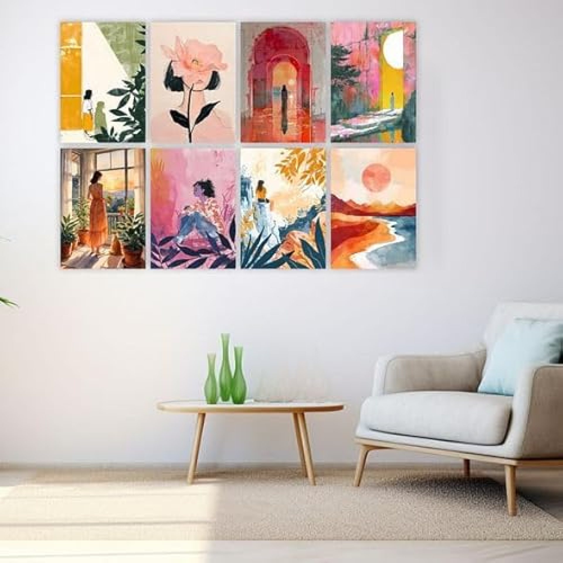 CVANU Beautiful Aesthetic Girls & Sun View Picture Printed 8pcs Wall Art Collage Kit Posters With Glue Dot Tape for Living Room| Office| Bedroom| Office| Walls Decorative Item (8.2inch X 11.6inch)_372 CVANU Beautiful Aesthetic Girls & Sun View Picture Printed 8pcs Wall Art Collage Kit Posters With Glue Dot Tape for Living Room| Office| Bedroom| Office| Walls Decorative Item (8.2inch X 11.6inch)_372