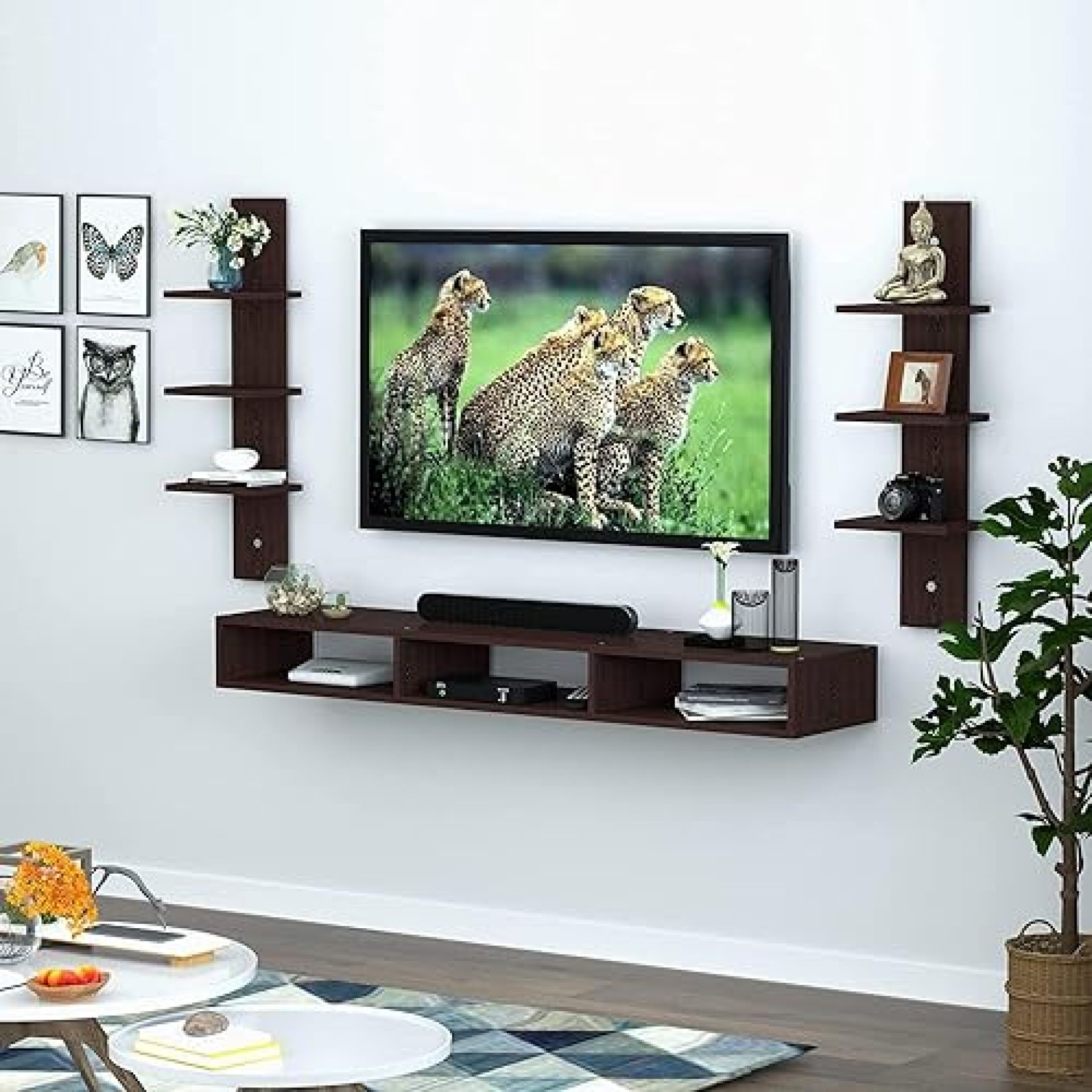 A.B CRAFTS Wall Mounted TV Stand With Shelves – Wooden Entertainment Wall Unit, Modern Cabinet, Living Room Storage Space, Floating Decorative Home for 32 Inch TV A.B CRAFTS Wall Mounted TV Stand With Shelves – Wooden Entertainment Wall Unit, Modern Cabinet, Living Room Storage Space, Floating Decorative Home for 32 Inch TV