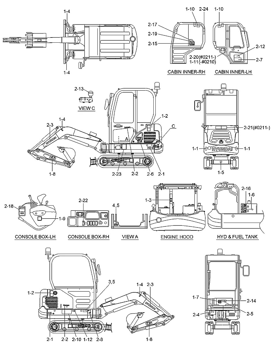 92MJ-10720 Escavadeira de esteiras Hyundai R16-9