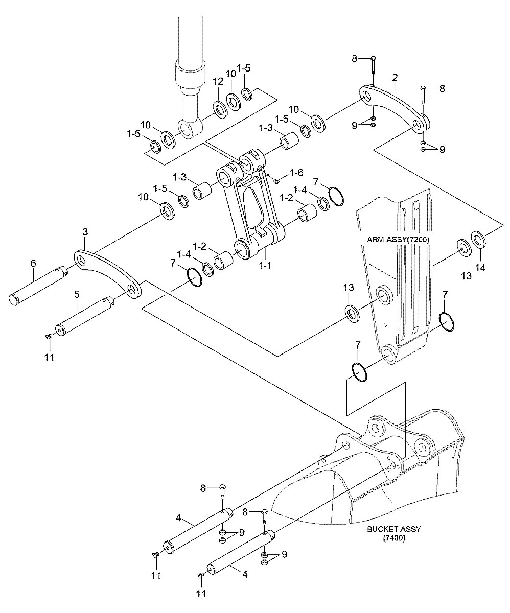 61Q4-40101BG Escavadeira de esteiras Hyundai R140LC-9V