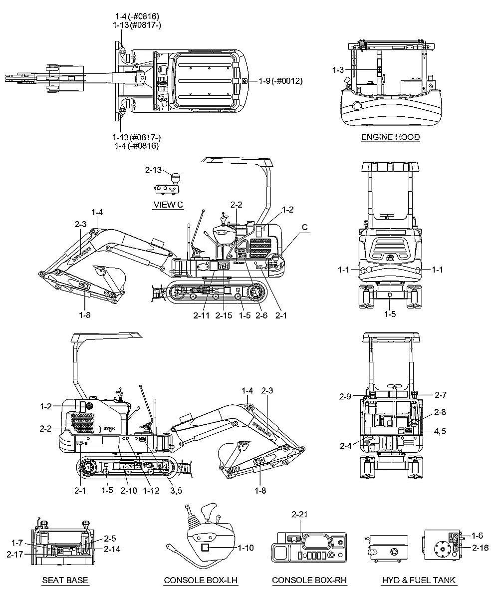 91MJ-10105 Escavadeira de esteiras Hyundai R16-9