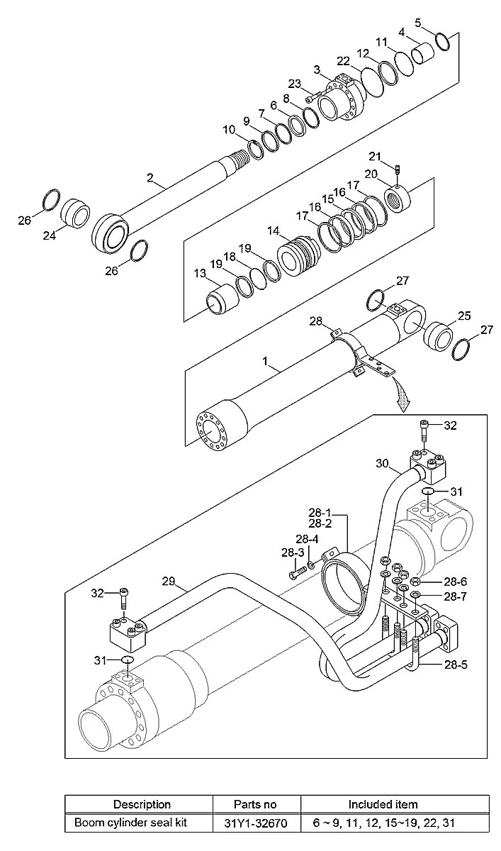 31K7-50110 Escavadeira de esteiras Hyundai HX260 L