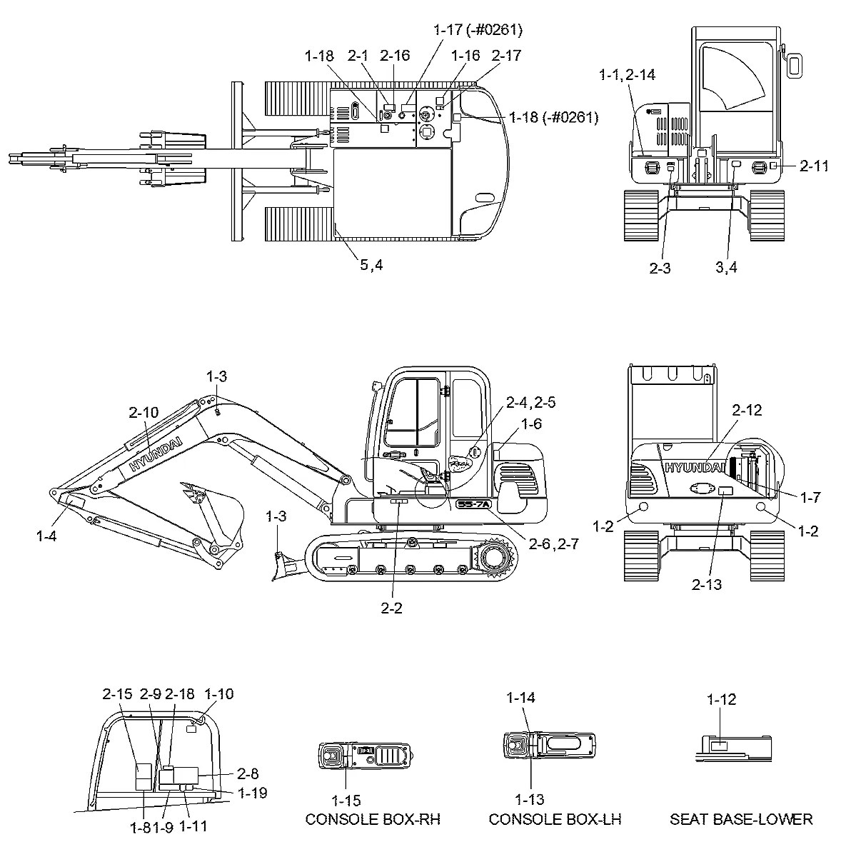 91M8-07110 Escavadeira de esteiras Hyundai R55-7A