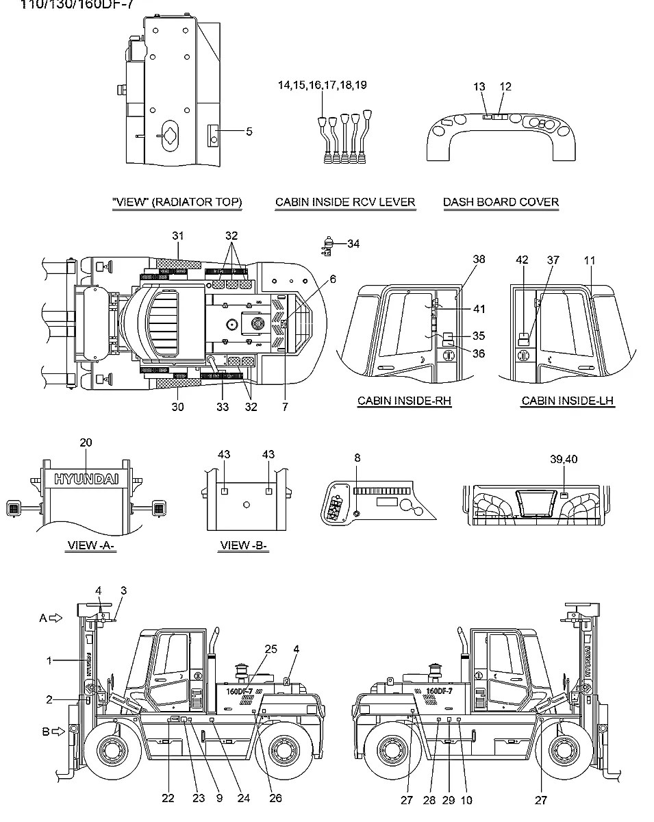 98FT-02900 Empilhadeira Hyundai 110-130-160DF-7