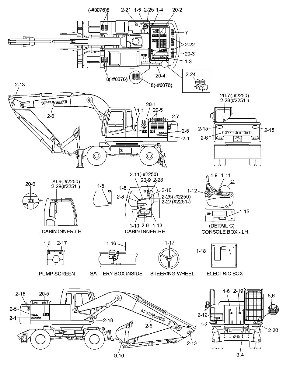94N8-00030 Escavadeira de rodas Hyundai R200W-7A