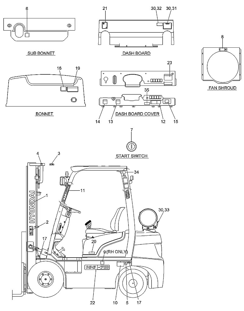 97HH-02400 Empilhadeira Hyundai 15-18-20G-7M