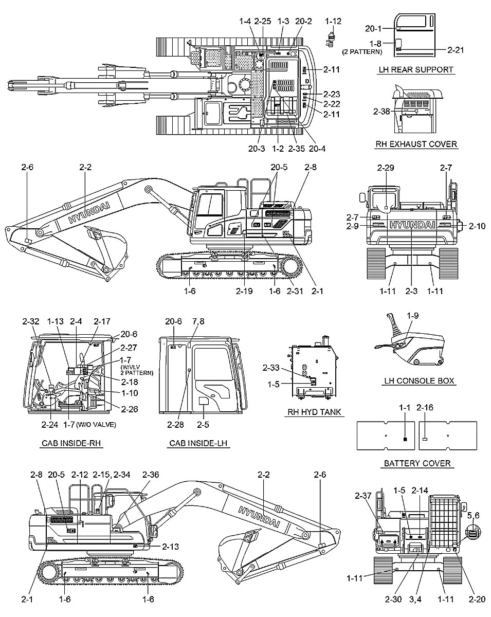 91N6-22110 Escavadeira de esteiras Hyundai HX220 L
