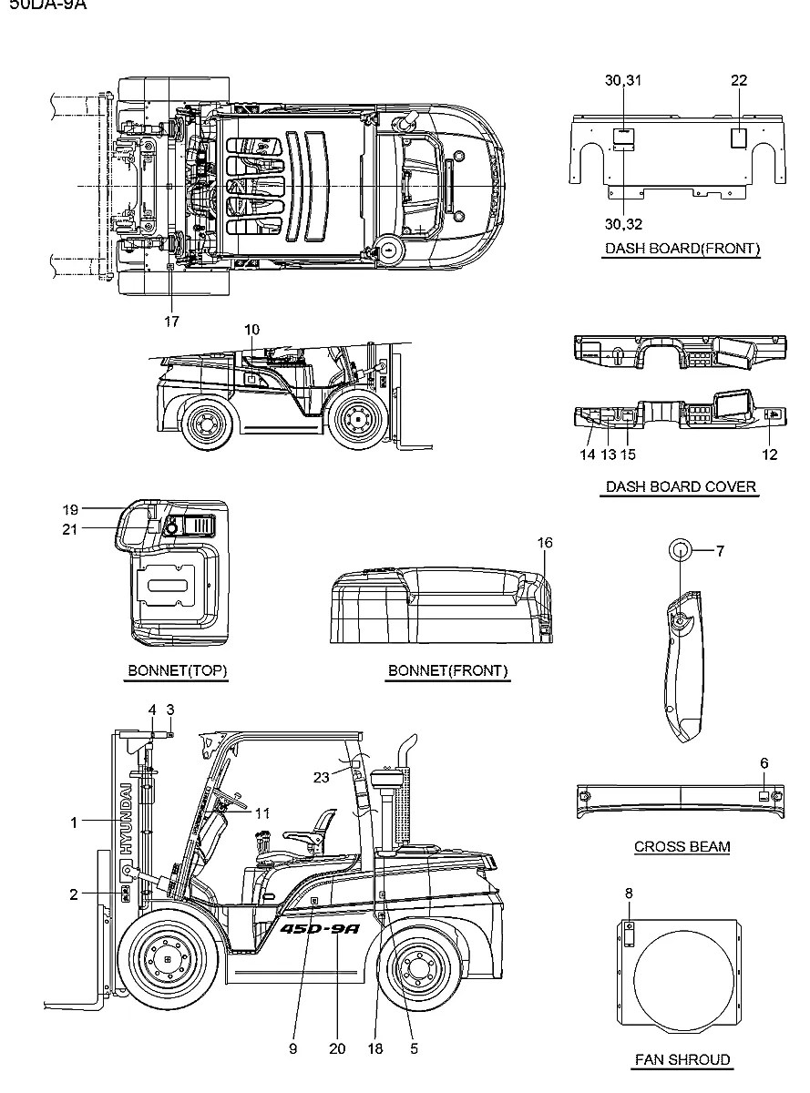 99FV-05400 Empilhadeira Hyundai 35-40-45-50DA-9A