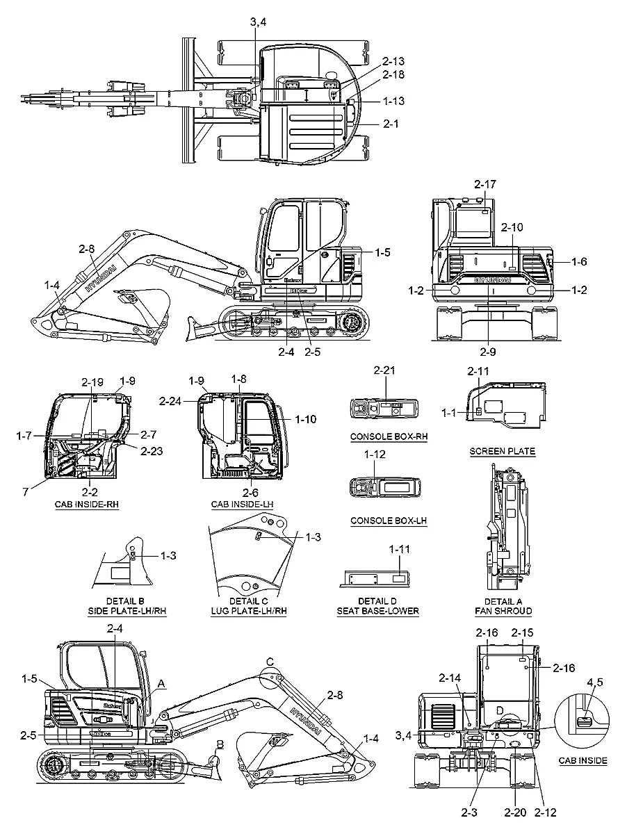 91Q1-22100 Escavadeira de esteiras Hyundai R80CR-9
