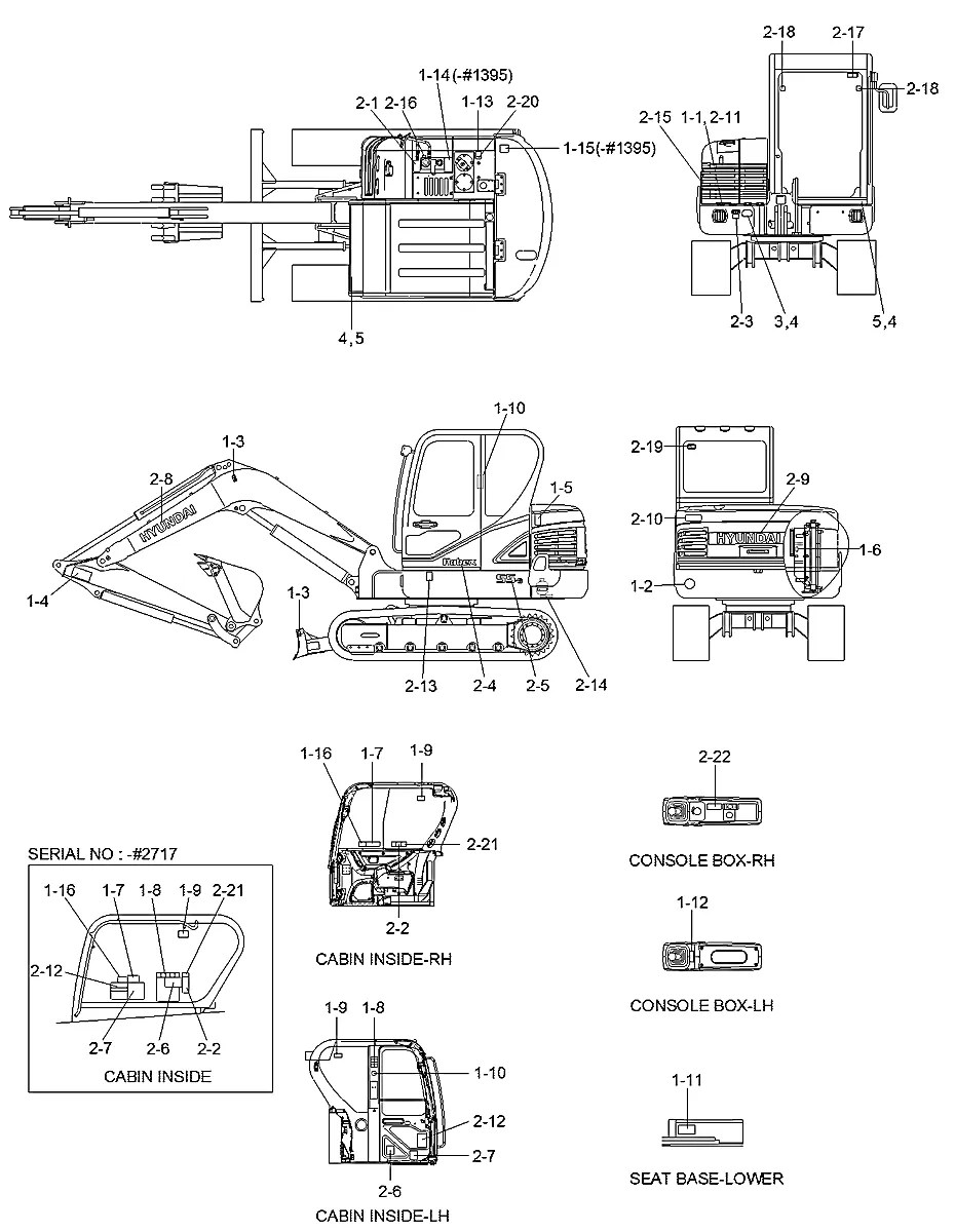 92M9-17175 Escavadeira de esteiras Hyundai R55-9