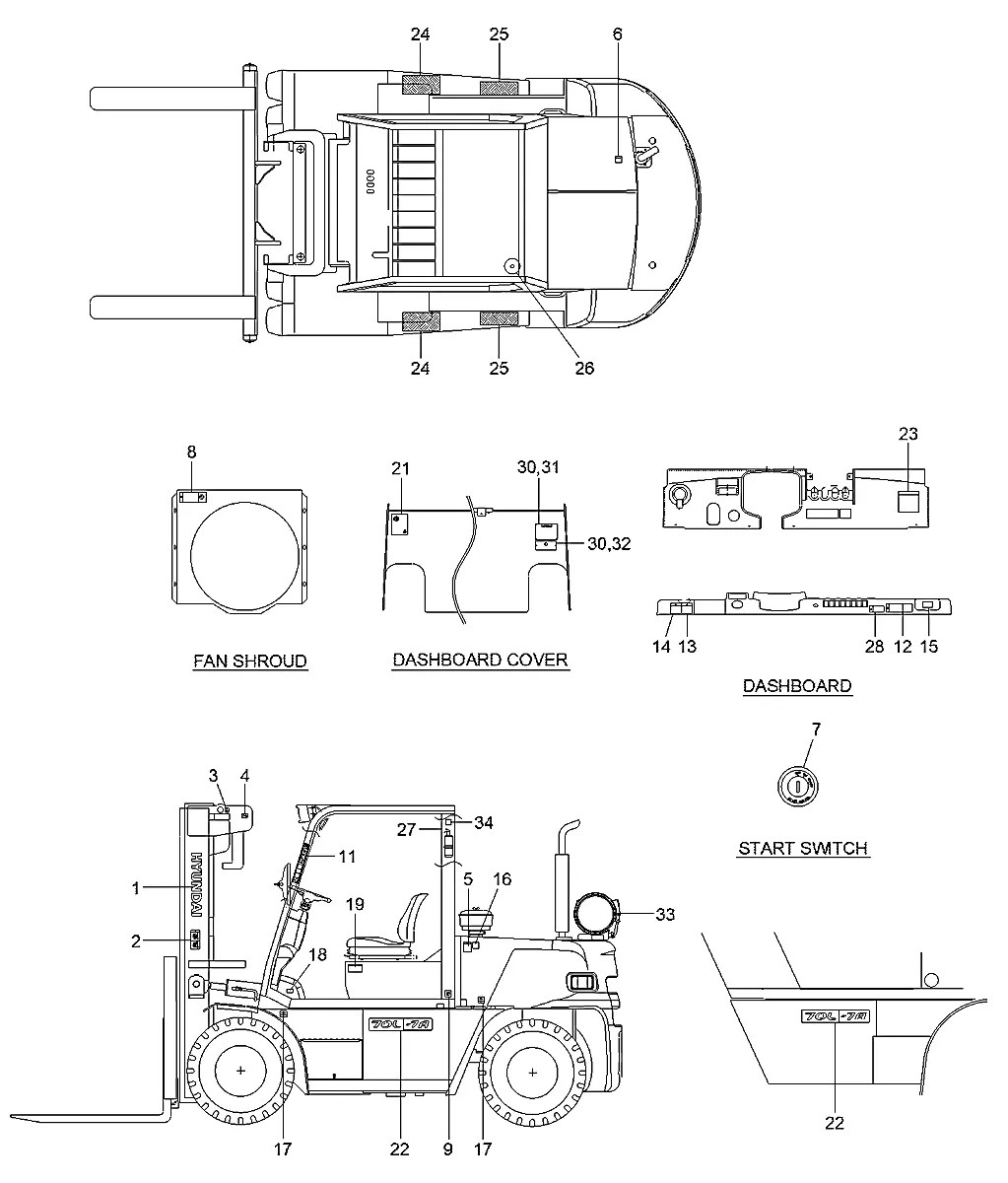 91FK-00210 Empilhadeira Hyundai 60-70L-7A