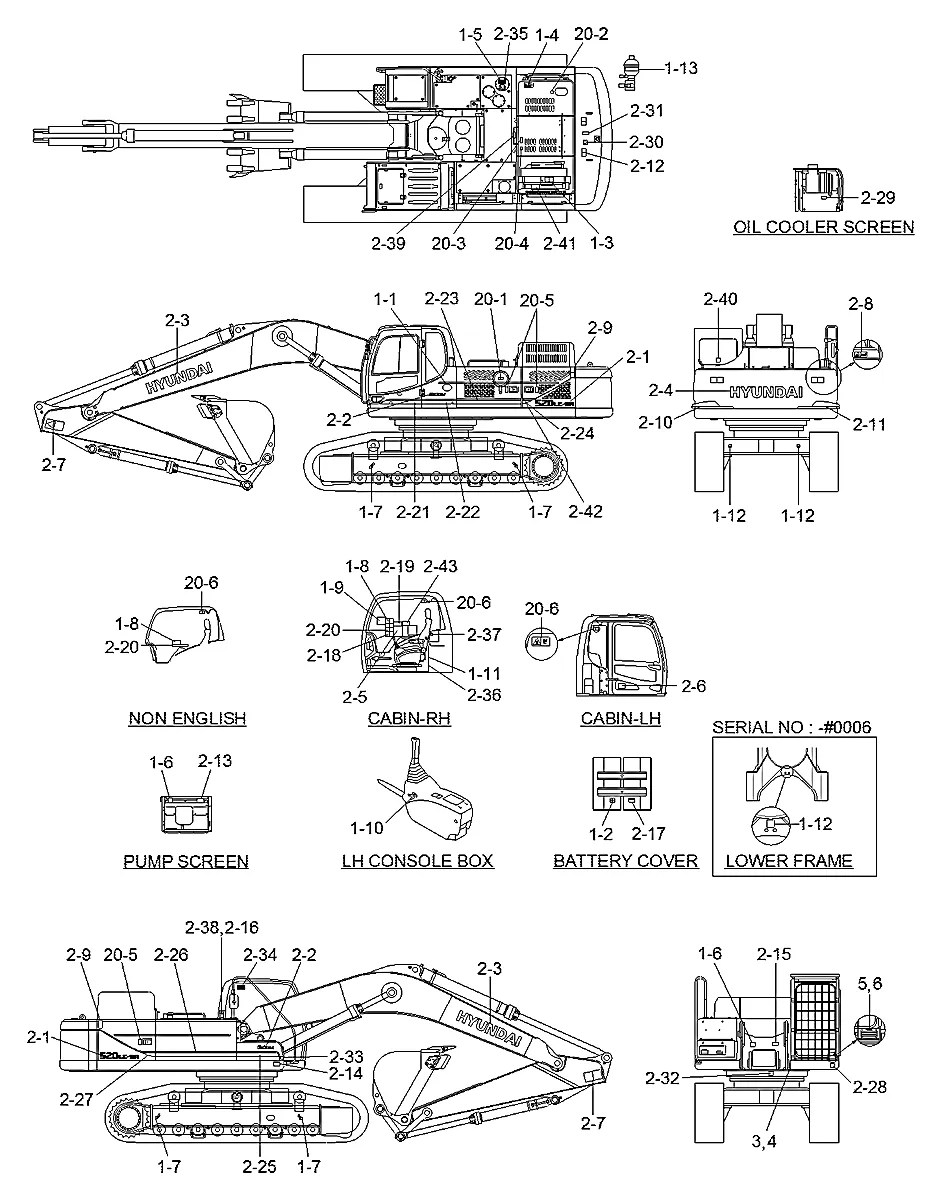 95QB-02100 Escavadeira de esteiras Hyundai R520LC-9A