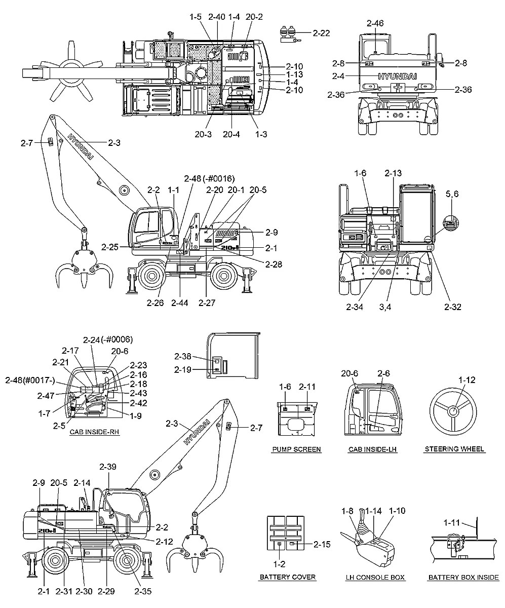 99Q6-10719 Escavadeira de rodas Hyundai R210W9-MH