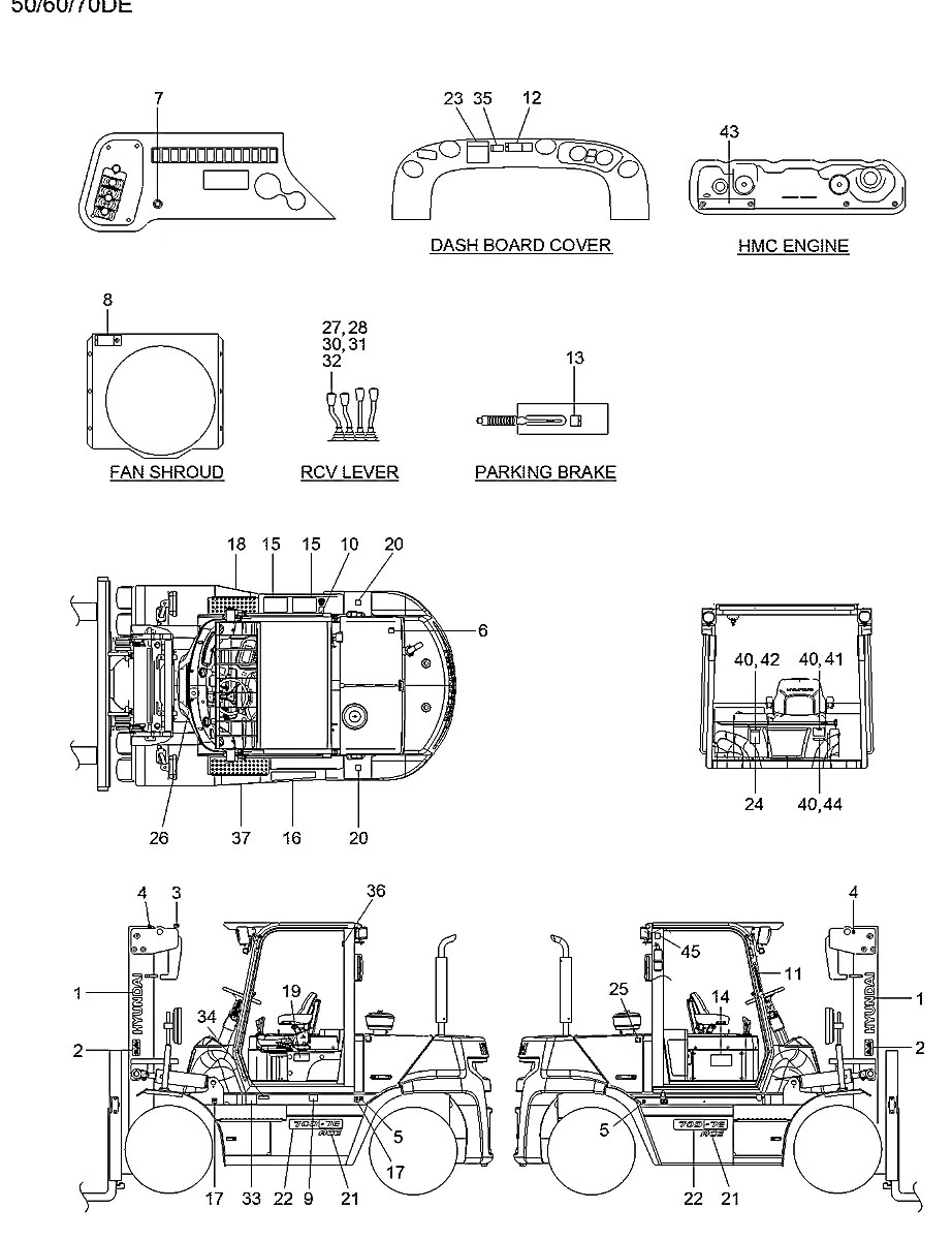 93FQ-02701 Empilhadeira Hyundai 50-60-70D-7E ACE