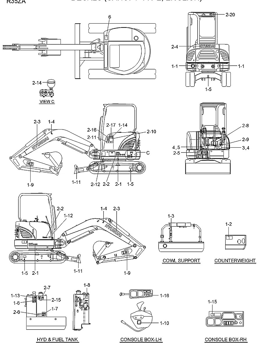 91N6-03111 Escavadeira de esteiras Hyundai R35Z-9A