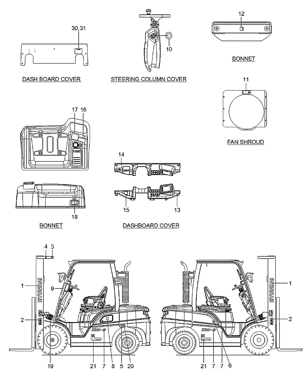97HN-05450 Empilhadeira Hyundai 22-25-30-33-35DA-9