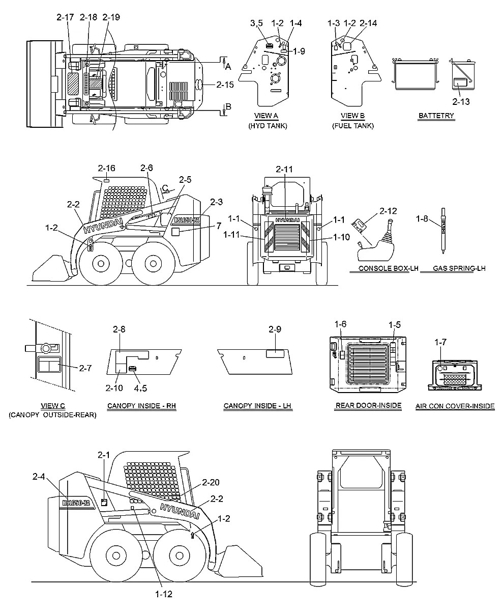 91S8-27400 Mini carregadeira Hyundai HSL650-7A