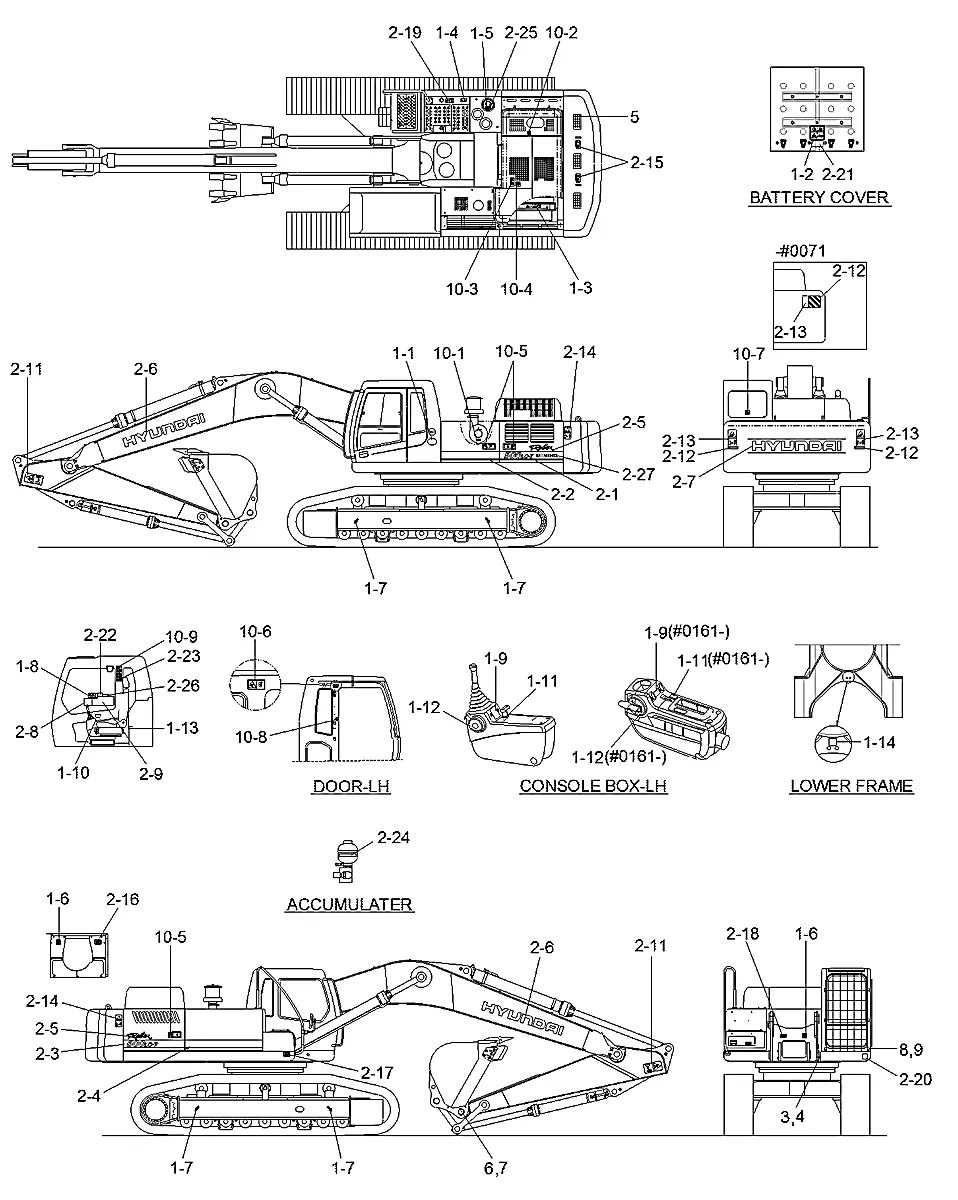 91N6-22190 Escavadeira de esteiras Hyundai R500LC-7