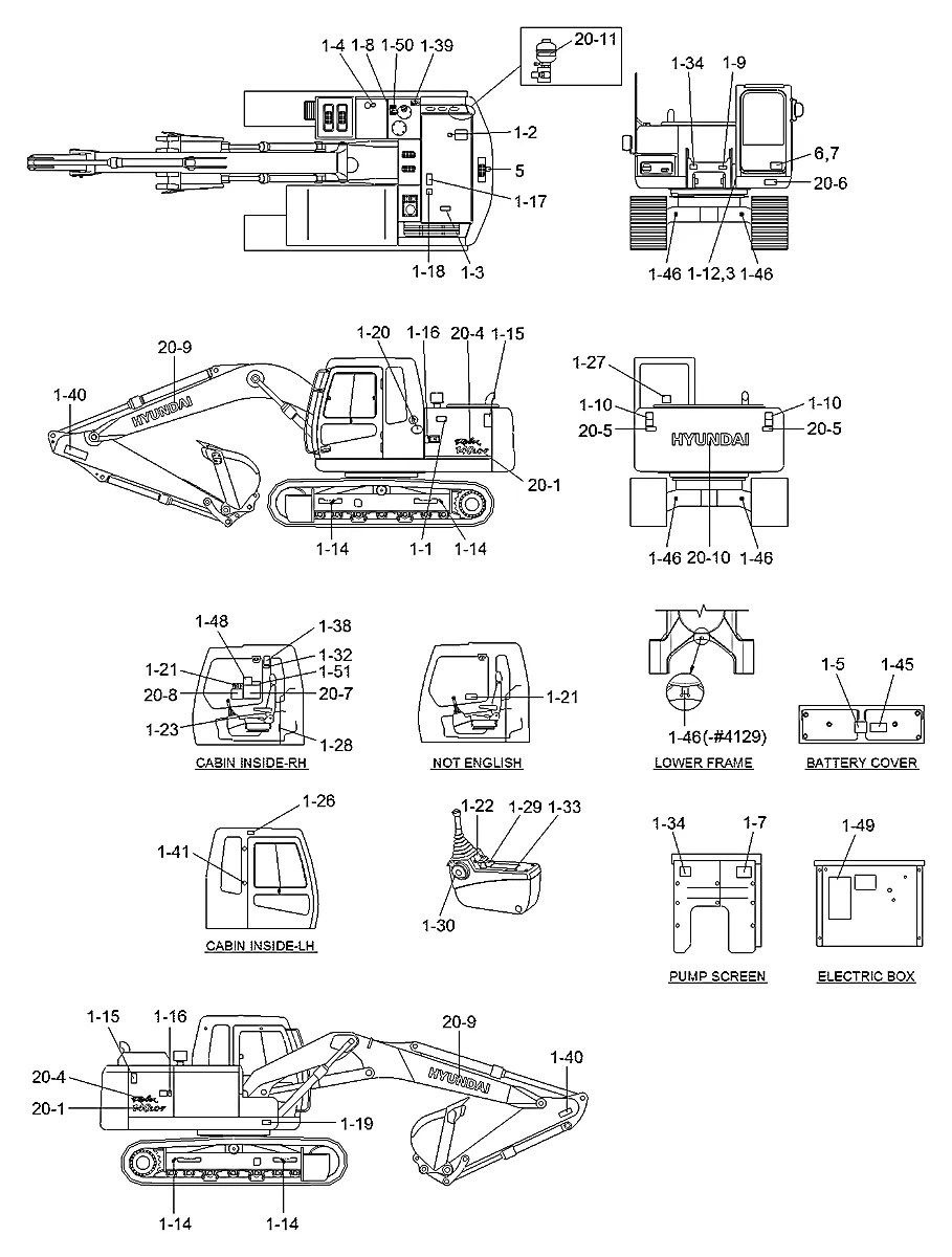 90N4-11100 Escavadeira de esteiras Hyundai R140LC-7
